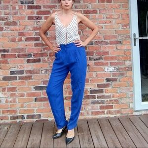 Josephine Chaus Blue 100% Silk Pants